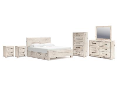Signature Design by Ashley Lawroy King Panel Storage Bed, Dresser, Mirror, Chest and 2 Nightstands - B2310B45