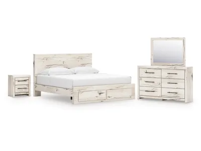 Signature Design by Ashley Lawroy King Panel Storage Bed, Dresser, Mirror and Nightstand - B2310B46