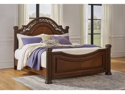 Signature Design by Ashley Lavinton King Poster Bed, Dresser, Mirror and Nightstand - B764B17