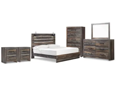 Signature Design by Ashley Drystan King Panel Bed, Dresser, Mirror and 2 Nightstands - B211B101