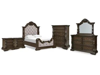 Signature Design by Ashley Maylee Queen Panel Bed, Dresser, Mirror, Chest and 2 Nightstands - B947B16