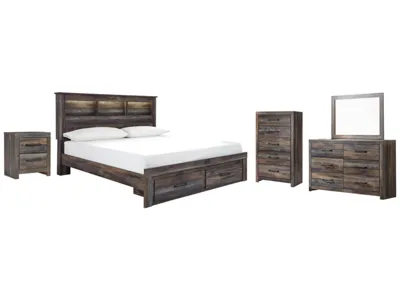 Signature Design by Ashley Drystan King Bookcase Storage Bed, Dresser, Mirror, Chest and Nightstand - B211B22