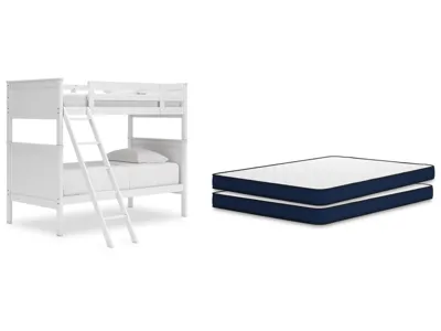 Signature Design by Ashley Nextonfort Twin over Twin Bunk Bed and 2 Twin Mattresses - B396B15