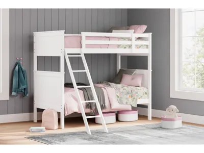 Signature Design by Ashley Nextonfort Twin over Twin Bunk Bed and 2 Twin Mattresses - B396B15