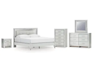 Signature Design by Ashley Zyniden King Upholstered Panel Bed, Dresser, Mirror, Chest and Nightstand - B2114B25