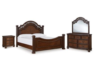 Signature Design by Ashley Lavinton King Poster Bed, Dresser, Mirror and Nightstand - B764B16