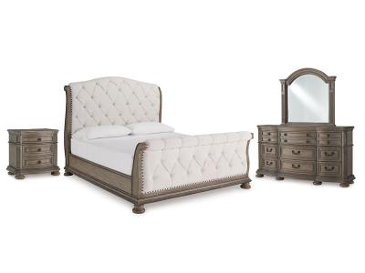 Signature Design by Ashley Ardenfield King Sleigh Bed, Dresser, Mirror and Nightstand - B944B7