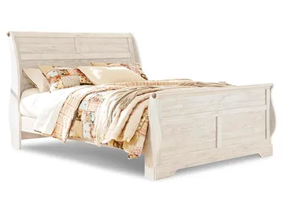Signature Design by Ashley Willowton King Sleigh Bed, Dresser, Mirror and Nightstand - B267B62