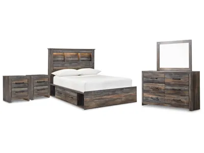 Signature Design by Ashley Drystan Full Bookcase Storage Bed, Dresser, Mirror and 2 Nightstands - B211B98
