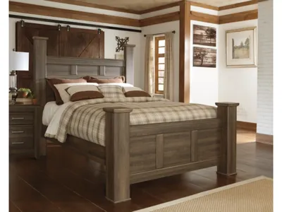 Signature Design by Ashley Juararo Queen Poster Bed, Dresser, Mirror, Chest and Nightstand - B251B42