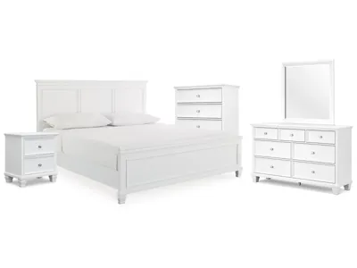 Signature Design by Ashley Fortman King Panel Bed, Dresser, Mirror, Chest and Nightstand - B680B18