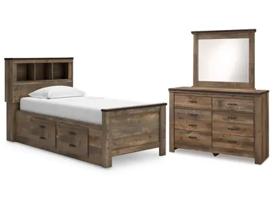 Signature Design by Ashley Trinell Twin Bookcase Storage Bed, Dresser and Mirror - B446B86