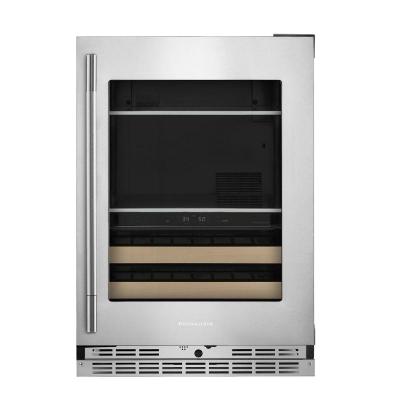 24" Kitchenaid Beverage Center with Glass Door and Wood-Front Racks - KUBR524SPS