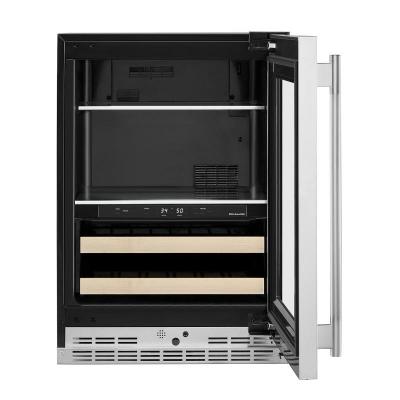 24" Kitchenaid Beverage Center with Glass Door and Wood-Front Racks - KUBR524SPS