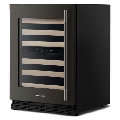 24" Kitchenaid Undercounter Wine Cellar with Full-Extension Wood-Front Racks - KUWL524SBE
