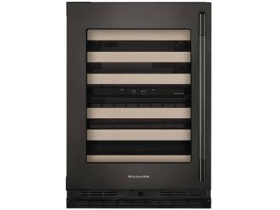 24" Kitchenaid Undercounter Wine Cellar with Full-Extension Wood-Front Racks - KUWL524SBE