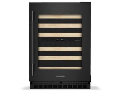 24" Kitchenaid Undercounter Wine Cellar with Full-Extension Wood-Front Racks - KUWR524SBE