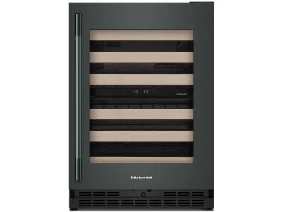 24" Kitchenaid Undercounter Wine Cellar with Full-Extension Wood-Front Racks - KUWR524SJP