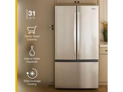 36" Whirlpool 31 Cu. Ft. French Door Refrigerator with Interior Water Dispenser - WRFF3336SW