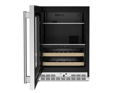 24" KitchenAid Beverage Center with Glass Door and Wood-Front Racks - KUBL524SPS