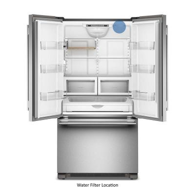 36" KitchenAid 22 Cu. Ft. Panel-Ready Counter-Depth French Door Refrigerator - KRFC136TPS