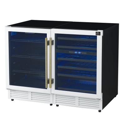 48" Forno Gemello 9.6 Cu. Ft. Side-by-Side Wine and Beverage Cooler in White with Antique Brass Handles French Door - FWCDR6699-48WHT