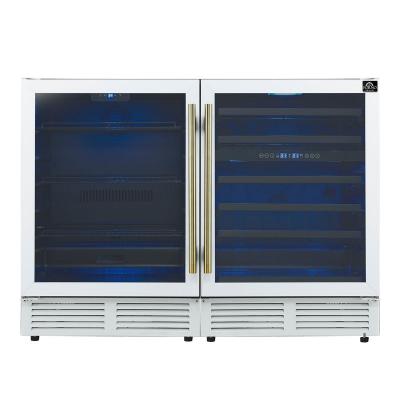 48" Forno Gemello 9.6 Cu. Ft. Side-by-Side Wine and Beverage Cooler in White with Antique Brass Handles French Door - FWCDR6699-48WHT
