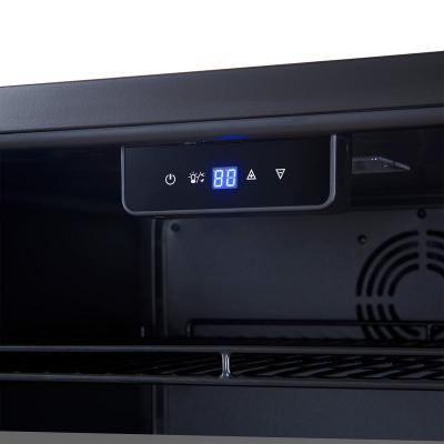 24" Forno Frescolino Beverage Cooler in Black with Antique Brass Handles with LED Lighting and Triple Glass Door - FWCDR6665-24BLK