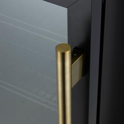 24" Forno Frescolino Beverage Cooler in Black with Antique Brass Handles with LED Lighting and Triple Glass Door - FWCDR6665-24BLK