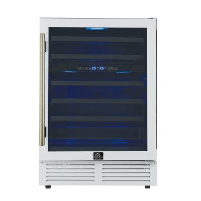 24" Forno Bacchino Wine Cooler in White with Antique Brass Handles with LED Lighting Triple Glass Door 51 Bottle Capacity Built-In or Freestanding - FWCDR6634-24WHT