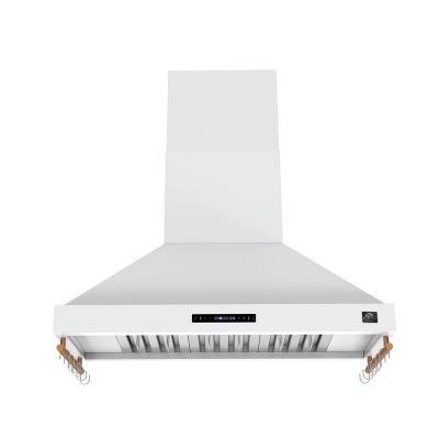 48" Forno Venezia Wall-Mounted Range Hood in White with Antique Brass Accessories Touch Controls and Baffle Filters - FRHWM5503-48WHT