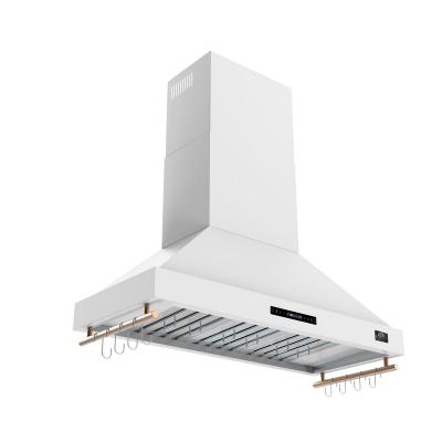 48" Forno Venezia Wall-Mounted Range Hood in White with Antique Brass Accessories Touch Controls and Baffle Filters - FRHWM5503-48WHT