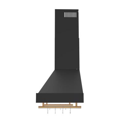 48" Forno Venezia Wall-Mounted Range Hood in Black with Antique Brass Accessories Touch Controls and Baffle Filters - FRHWM5503-48BLK