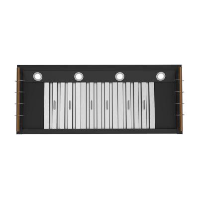 48" Forno Venezia Wall-Mounted Range Hood in Black with Antique Brass Accessories Touch Controls and Baffle Filters - FRHWM5503-48BLK