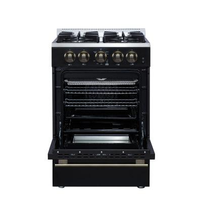 24" Forno Breno Freestanding Gas Range in Black - FFSGS6290-24BLK