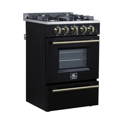 24" Forno Breno Freestanding Gas Range in Black - FFSGS6290-24BLK