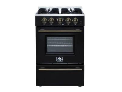 24" Forno Breno Freestanding Gas Range in Black - FFSGS6290-24BLK