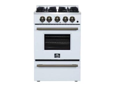 24" Forno Breno Freestanding Gas Range in White - FFSGS6290-24WHT