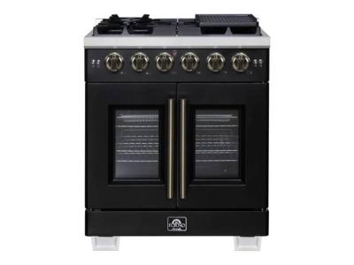 30" Forno Capriasca Freestanding French Door Gas Range - FFSGS6460-30BLK