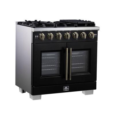 36" Forno Capriasca Freestanding French Door Gas Range - FFSGS6460-36BLK