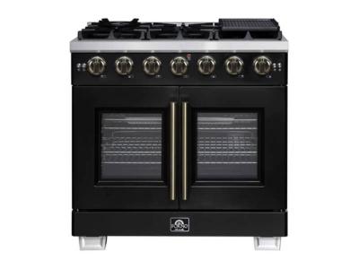 36" Forno Capriasca Freestanding French Door Gas Range - FFSGS6460-36BLK