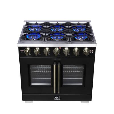 36" Forno Capriasca Freestanding French Door Gas Range - FFSGS6460-36BLK