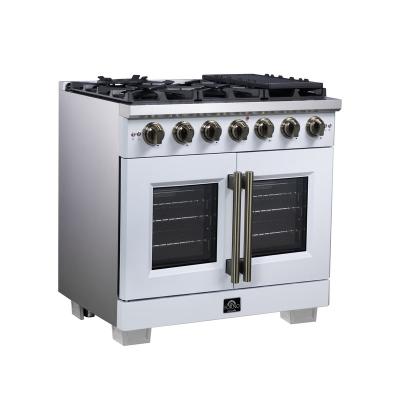 36" Forno Capriasca Freestanding French Door Gas Range - FFSGS6460-36WHT