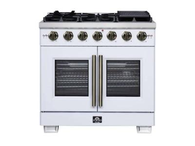 36" Forno Capriasca Freestanding French Door Gas Range - FFSGS6460-36WHT