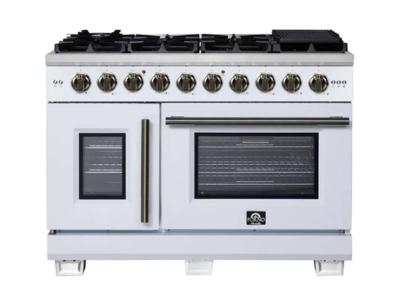 48" Forno Capriasca Freestanding French Door Gas Range - FFSGS6460-48WHT