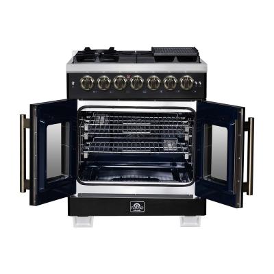 30" Forno Capriasca Freestanding French Door Dual Fuel Range - FFSGS6387-30BLK