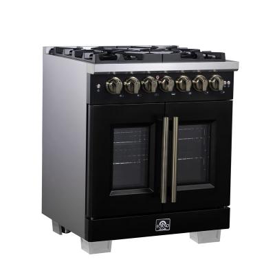 30" Forno Capriasca Freestanding French Door Dual Fuel Range - FFSGS6387-30BLK