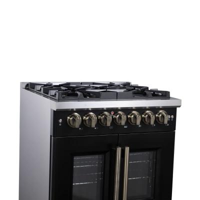 30" Forno Capriasca Freestanding French Door Dual Fuel Range - FFSGS6387-30BLK