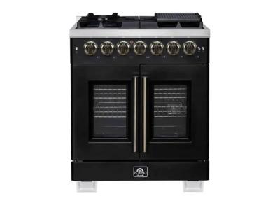 30" Forno Capriasca Freestanding French Door Dual Fuel Range - FFSGS6387-30BLK