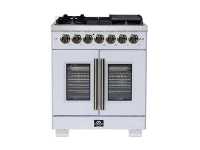 30" Forno Capriasca Freestanding French Door Dual Fuel Range - FFSGS6387-30WHT